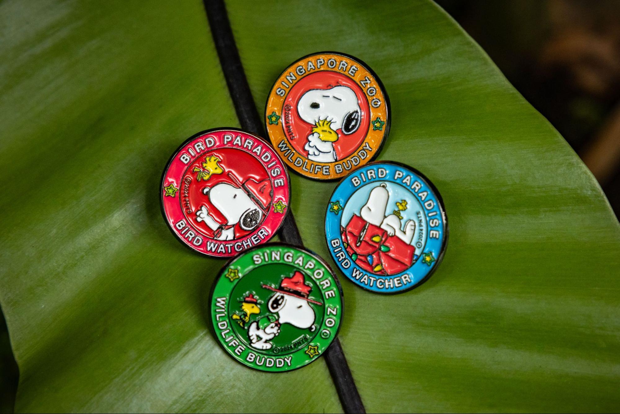 Snoopy collectible badges at Singapore Zoo and Bird Paradise