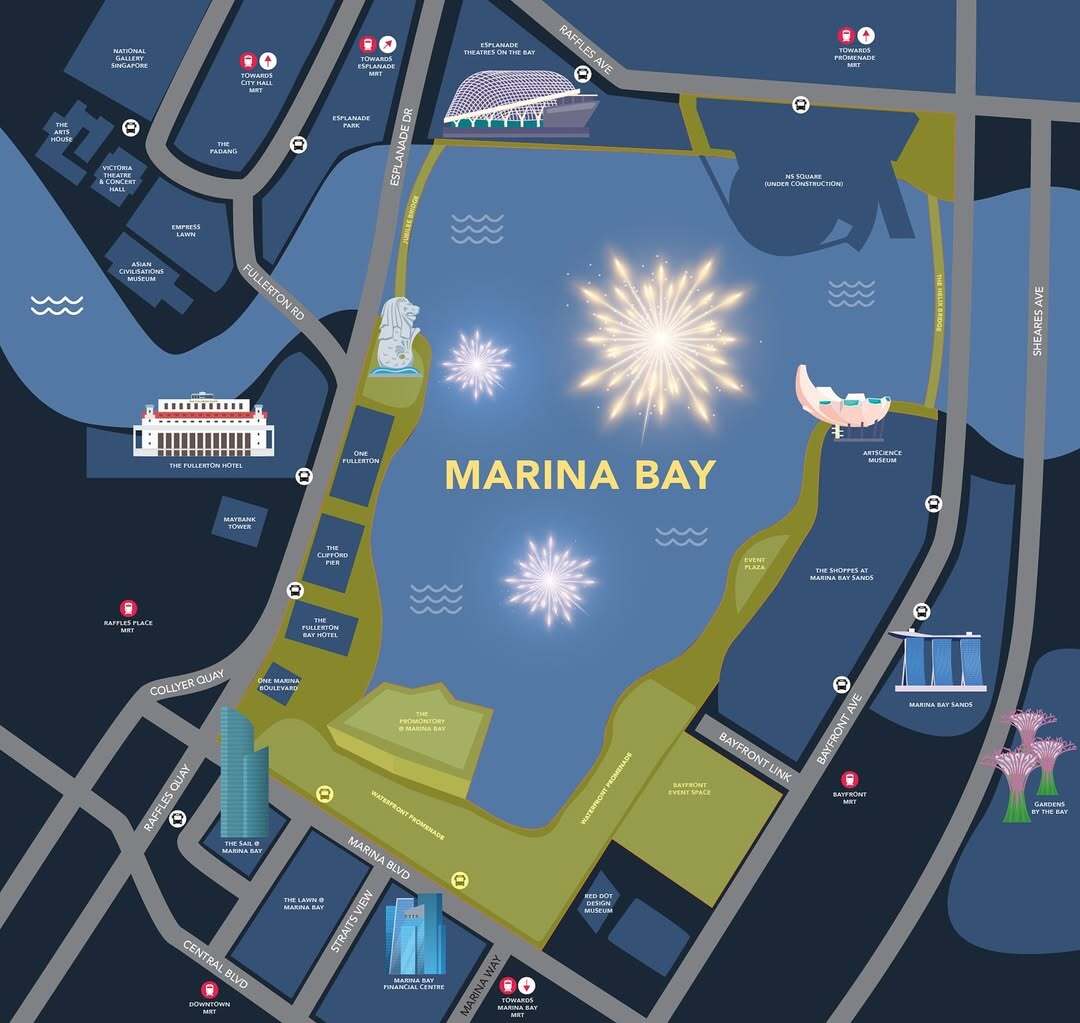 No cycling at Marina Bay Singapore on New Year's Eve map