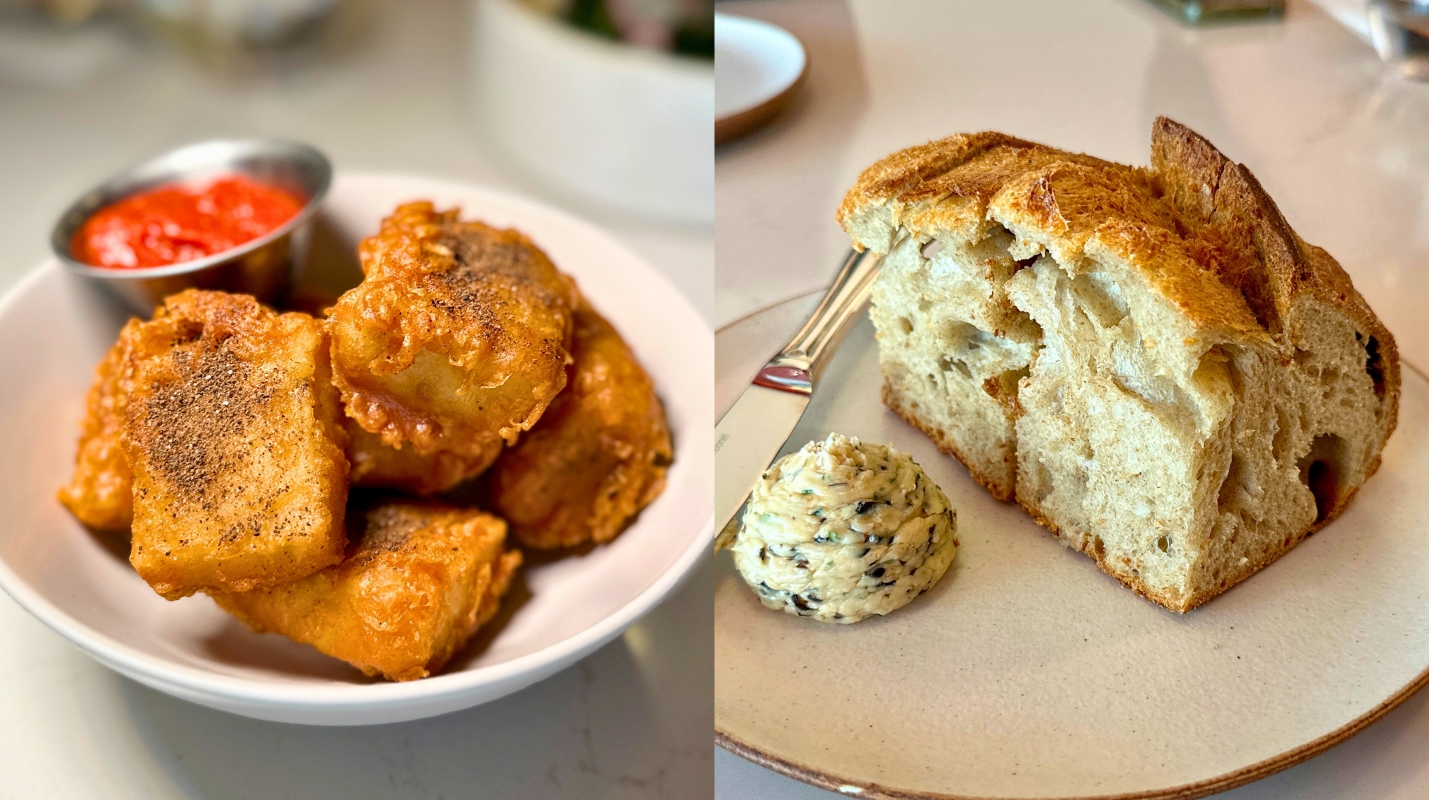 Revolution Wine Bistro Chicken Nuggets and Sourdough with Seaweed Butter
