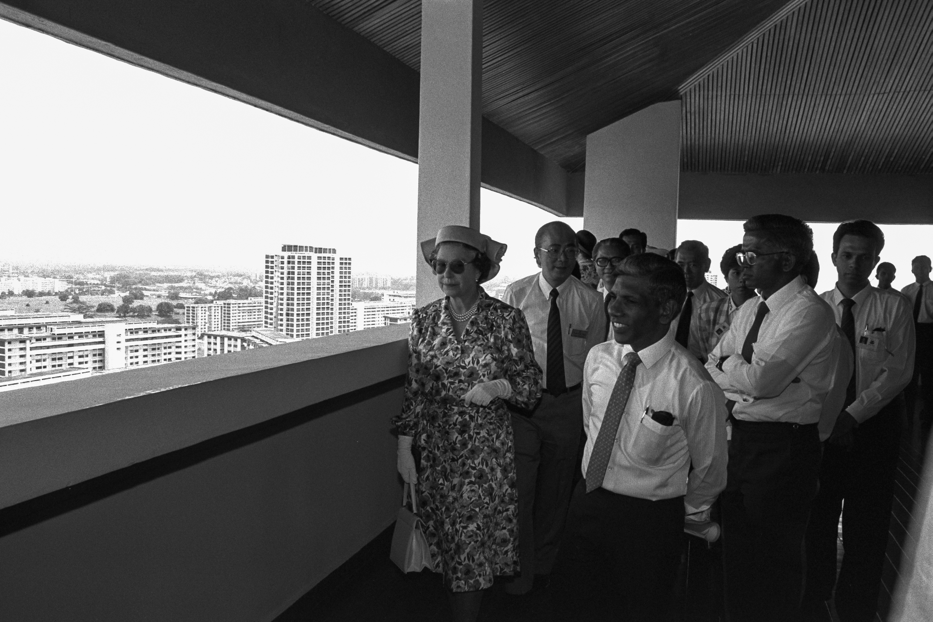 Queen Elizabeth II on her tour of Ang Mo Kio at Block 710, 1989 
