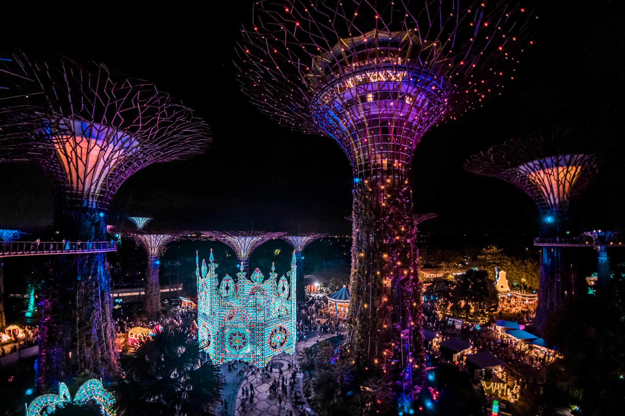 View of the Christmas Wonderland at Supertree Grove