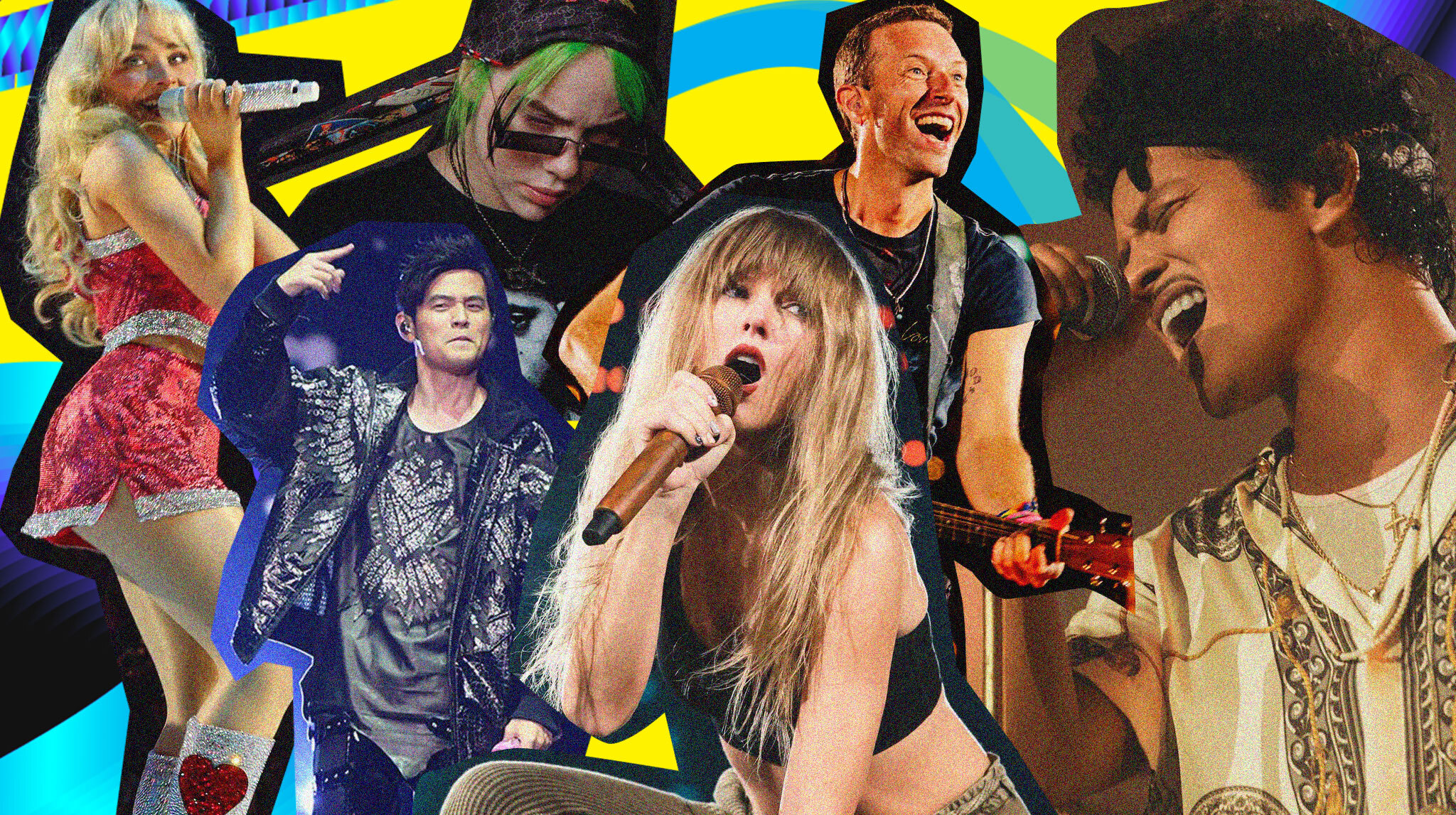 Sabrina Carpenter, Billie Eilish, Jay Chou, Taylor Swift, Coldplay, Bruno Mars