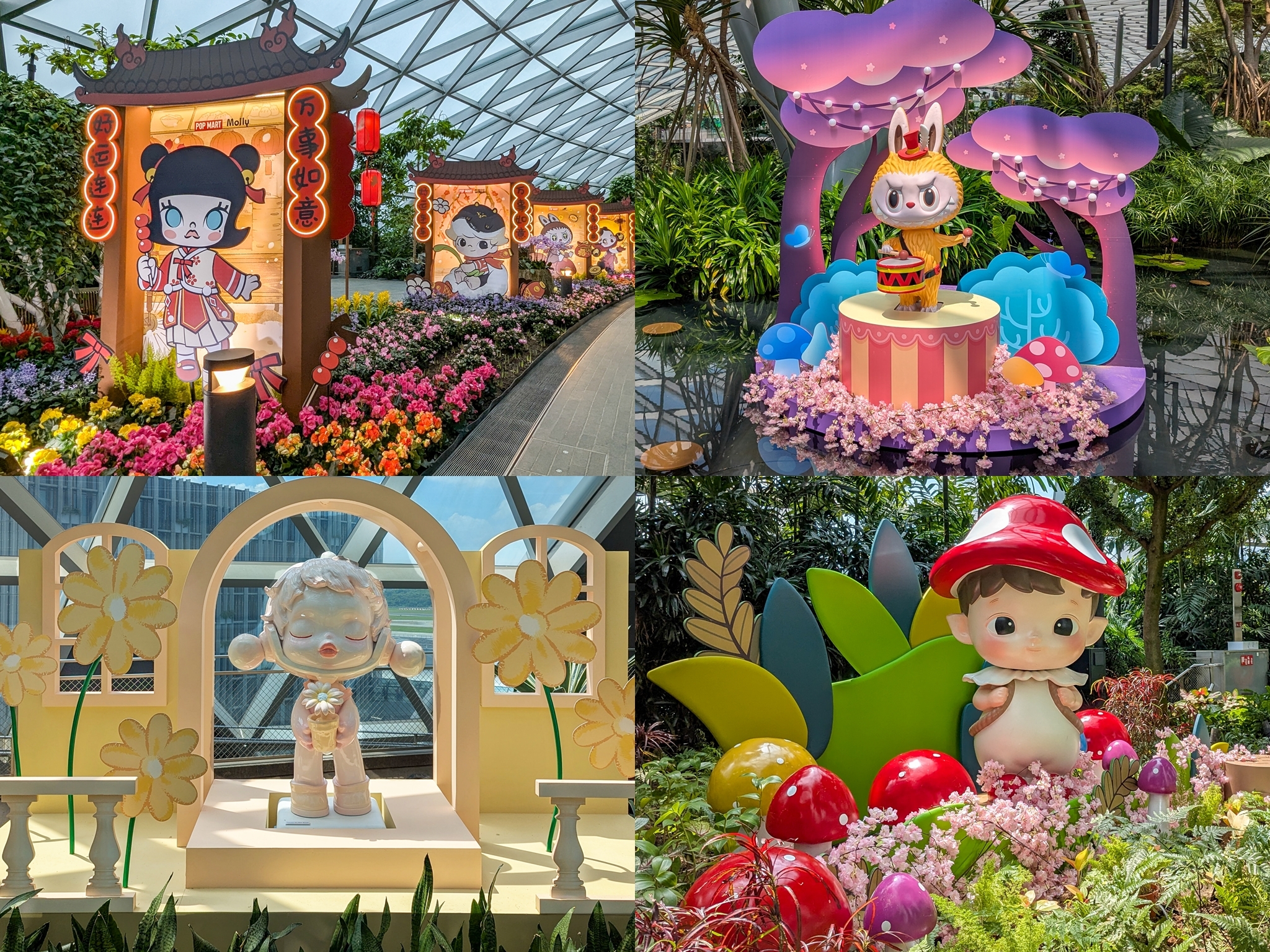Pop Mart Chinese New Year 2025 decorations at Jewel Changi Airport Singapore