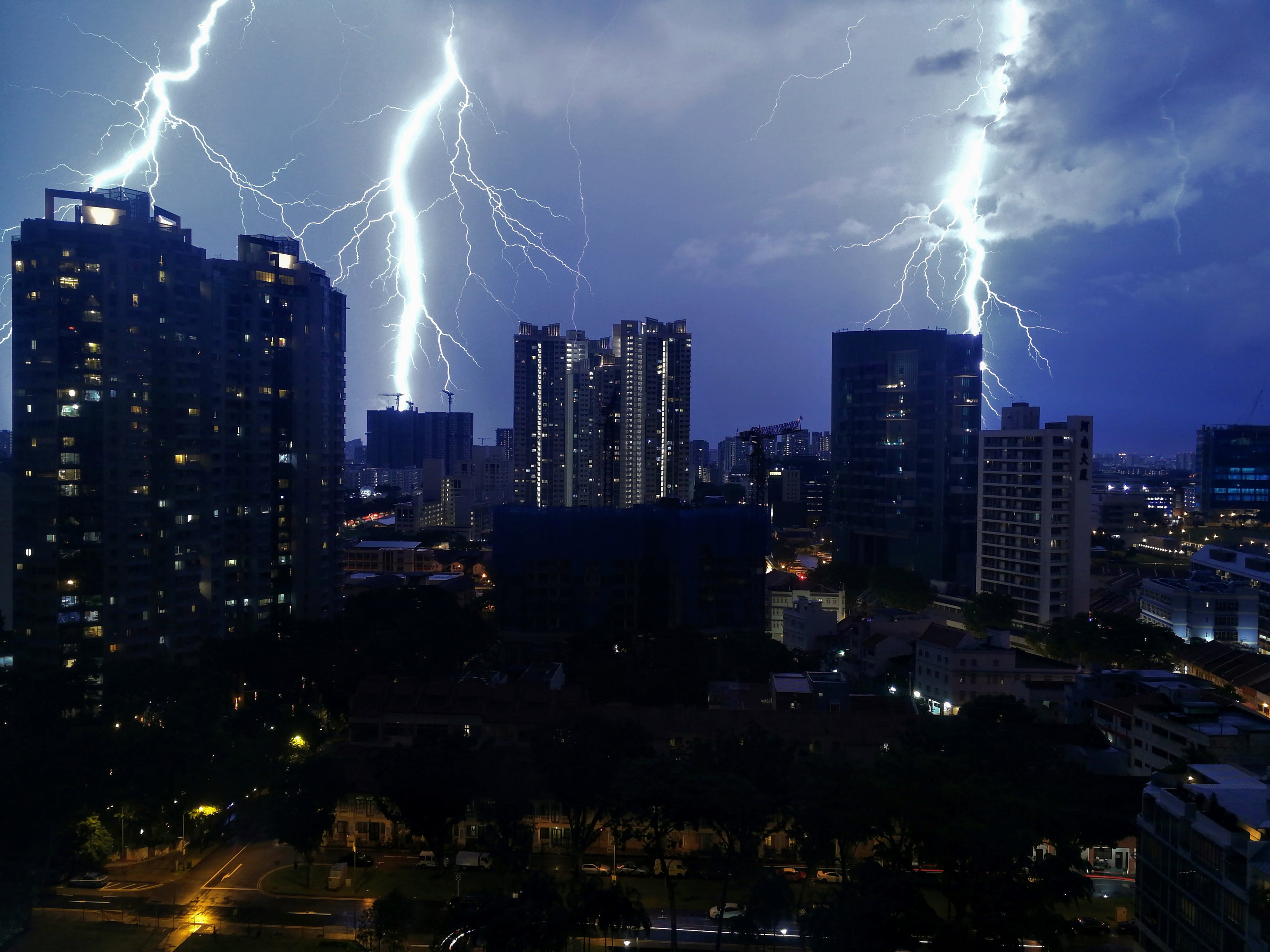 Lightning bolt over Singapore