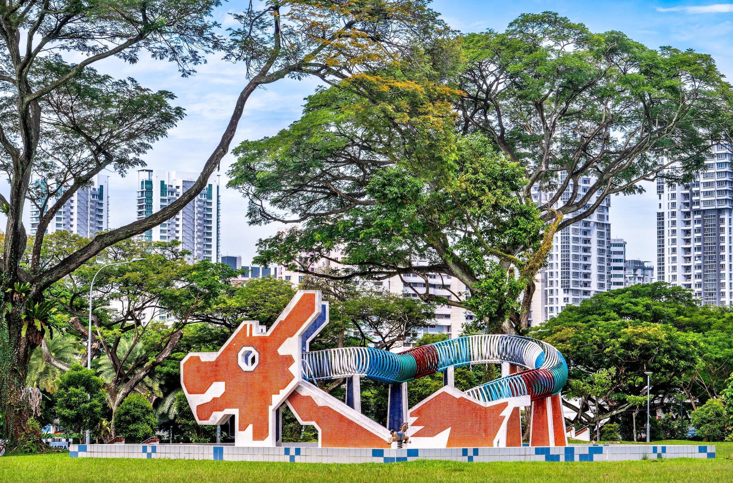 Singapore - May 28, 2022 : Toa Payoh Dragon Playground, the dragon-shaped sand-based playground used to be a popular design for playgrounds in Ang Mo Kio and Toa Payoh.