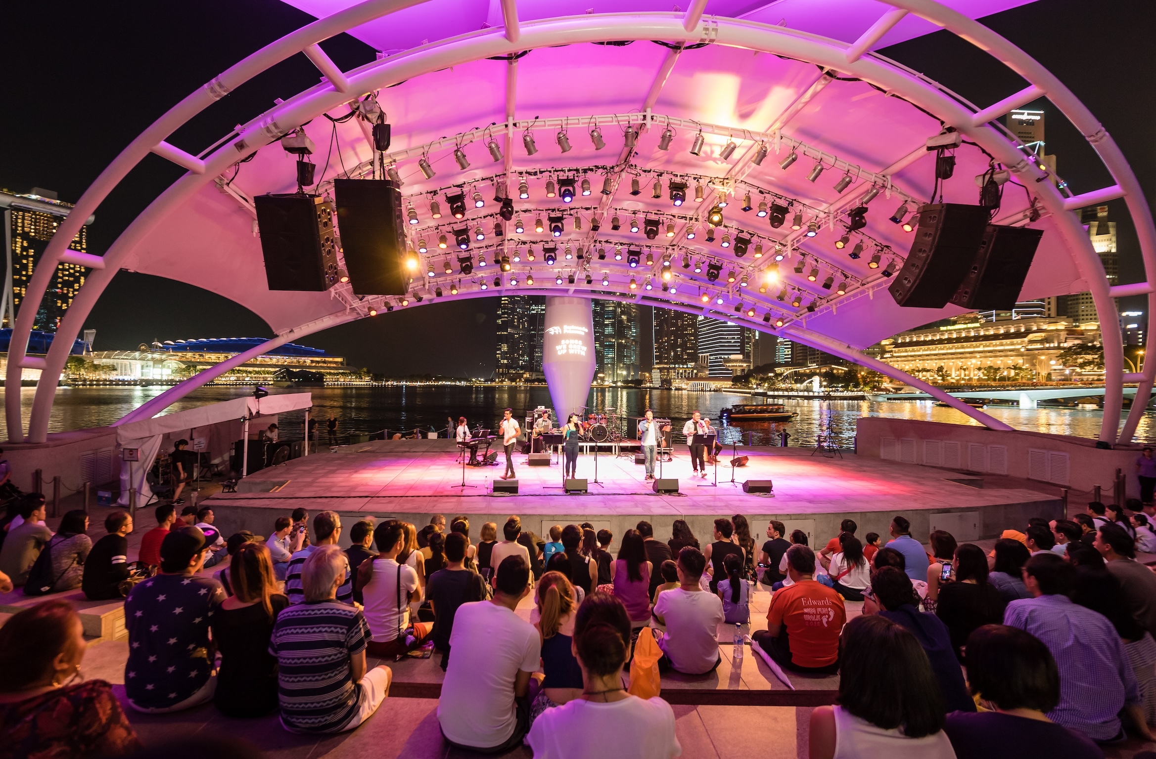Singapore - November 12, 2016: Singapore is an young and modern city and it has a lot of activities at night. There was a small concert at Marina Bay when I walked by and it was really interesting.